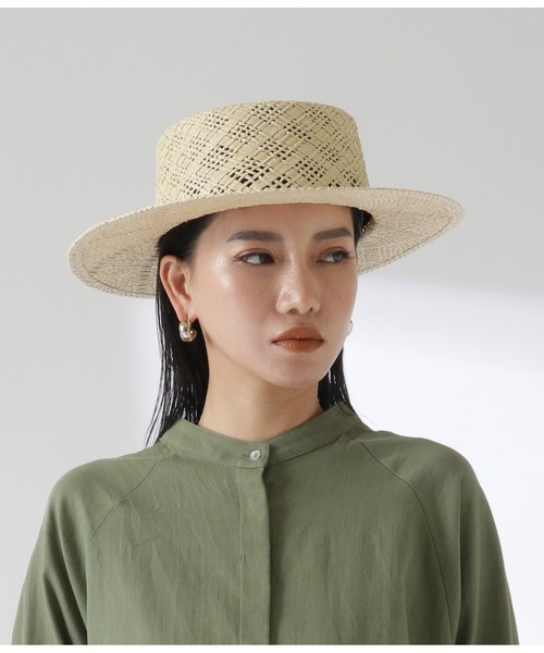 Settimissimo（セッティミッシモ）の「透かし編みペーパーカンカンハット（ハット・レディース・ベージュ/オリーブ/ブラック・FREE）」の3枚目の写真