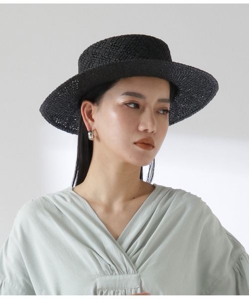 Settimissimo（セッティミッシモ）の「透かし編みペーパーカンカンハット（ハット・レディース・ベージュ/オリーブ/ブラック・FREE）」の2枚目の写真