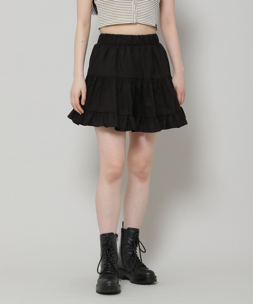 ALAND（エーランド）の「3.3Field Trip／シャーリングミニスカート　2285618（スカート・レディース・セージグリーン/ブラック/アイボリー・FREE）」の2枚目の写真