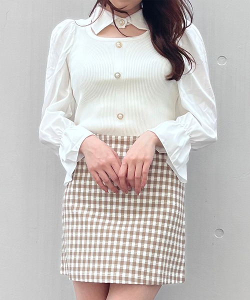 Crea titty&Co. PETIT（クレアティティーアンドコープチ）の「【Crea titty&Co.PETIT】Creaギンガムミニスカート（スカート・レディース・ブラック/ベージュ・FREE）」の5枚目の写真