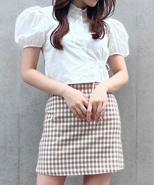 Crea titty&Co. PETIT（クレアティティーアンドコープチ）の「【Crea titty&Co.PETIT】Creaギンガムミニスカート（スカート・レディース・ブラック/ベージュ・FREE）」の7枚目の写真