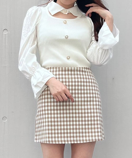 Crea titty&Co. PETIT（クレアティティーアンドコープチ）の「【Crea titty&Co.PETIT】Creaギンガムミニスカート（スカート・レディース・ブラック/ベージュ・FREE）」の6枚目の写真