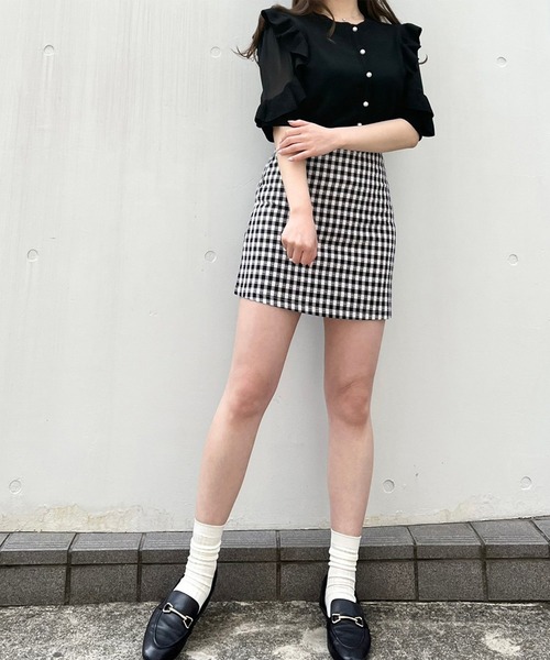 Crea titty&Co. PETIT（クレアティティーアンドコープチ）の「【Crea titty&Co.PETIT】Creaギンガムミニスカート（スカート・レディース・ブラック/ベージュ・FREE）」の10枚目の写真