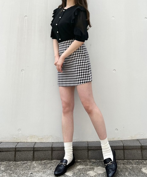Crea titty&Co. PETIT（クレアティティーアンドコープチ）の「【Crea titty&Co.PETIT】Creaギンガムミニスカート（スカート・レディース・ブラック/ベージュ・FREE）」の11枚目の写真