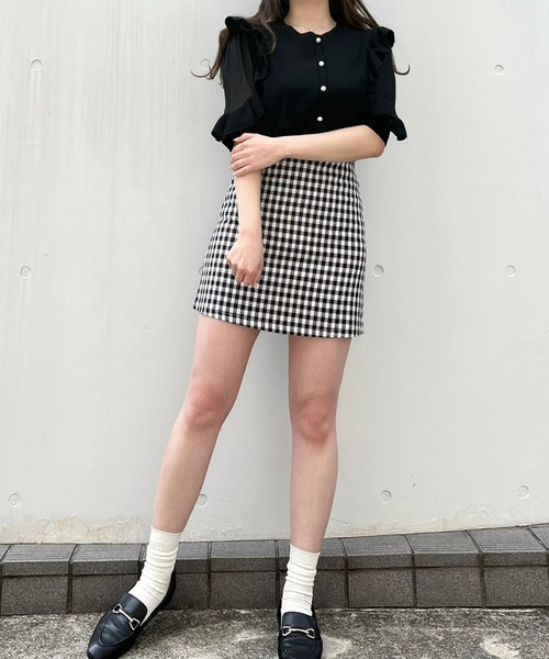 Crea titty&Co. PETIT（クレアティティーアンドコープチ）の「【Crea titty&Co.PETIT】Creaギンガムミニスカート（スカート・レディース・ブラック/ベージュ・FREE）」の12枚目の写真
