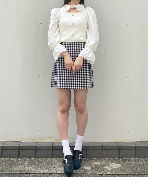 Crea titty&Co. PETIT（クレアティティーアンドコープチ）の「【Crea titty&Co.PETIT】Creaギンガムミニスカート（スカート・レディース・ブラック/ベージュ・FREE）」の18枚目の写真