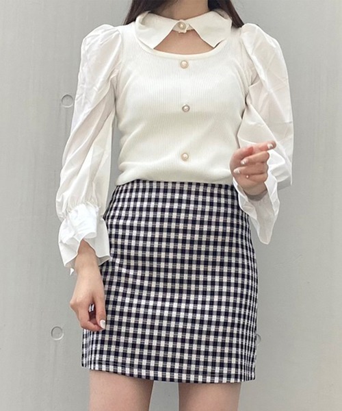 Crea titty&Co. PETIT（クレアティティーアンドコープチ）の「【Crea titty&Co.PETIT】Creaギンガムミニスカート（スカート・レディース・ブラック/ベージュ・FREE）」の15枚目の写真