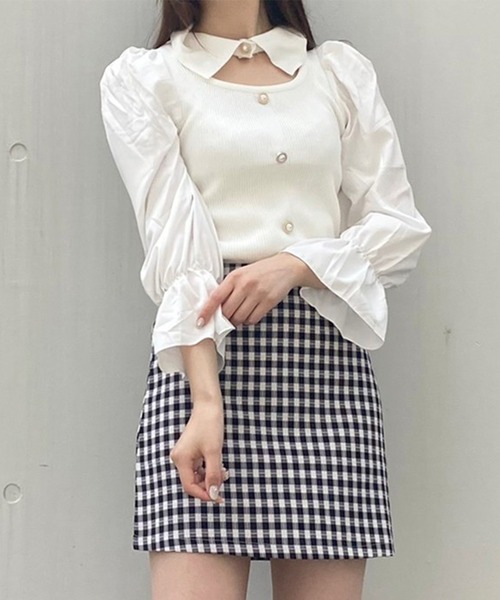 Crea titty&Co. PETIT（クレアティティーアンドコープチ）の「【Crea titty&Co.PETIT】Creaギンガムミニスカート（スカート・レディース・ブラック/ベージュ・FREE）」の16枚目の写真