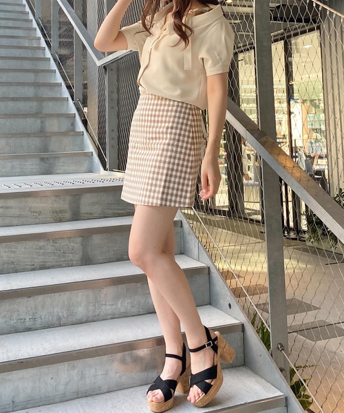 Crea titty&Co. PETIT（クレアティティーアンドコープチ）の「【Crea titty&Co.PETIT】Creaギンガムミニスカート（スカート・レディース・ブラック/ベージュ・FREE）」の21枚目の写真