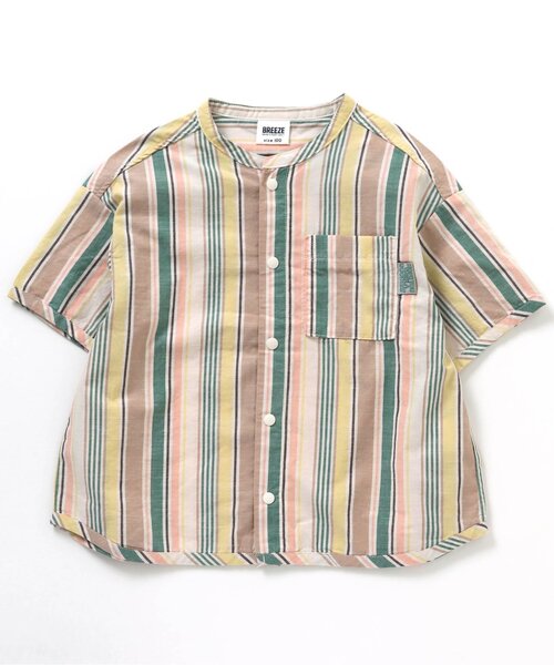 BREEZE（ブリーズ）の「スタンダード半袖シャツ（シャツ/ブラウス・キッズ・グレー/ストライプ/レインボー/カーキ・140/90/130/80/100/110/120）」の3枚目の写真