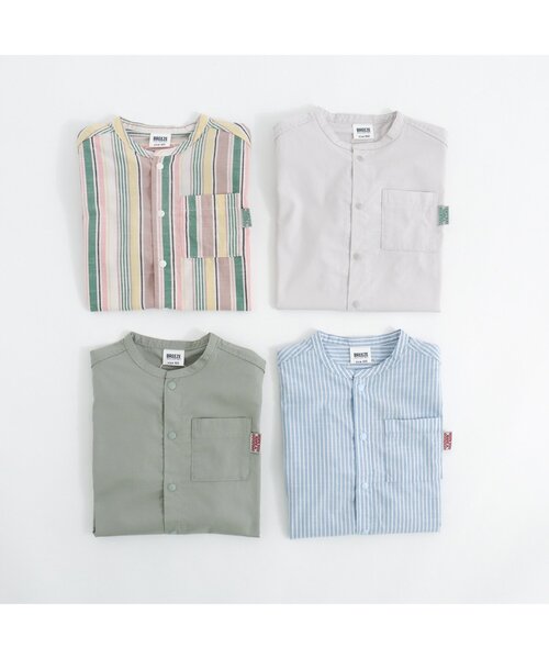 BREEZE（ブリーズ）の「スタンダード半袖シャツ（シャツ/ブラウス・キッズ・グレー/ストライプ/レインボー/カーキ・140/90/130/80/100/110/120）」の5枚目の写真