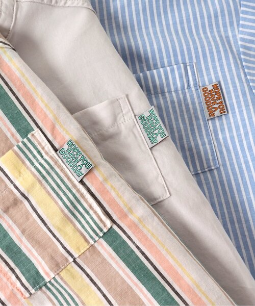 BREEZE（ブリーズ）の「スタンダード半袖シャツ（シャツ/ブラウス・キッズ・グレー/ストライプ/レインボー/カーキ・140/90/130/80/100/110/120）」の7枚目の写真