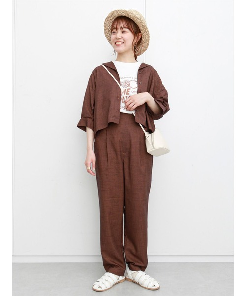 ehka sopo（エヘカソポ）の「かすれプリントTシャツ（Tシャツ/カットソー・レディース・ネイビー/オフホワイト/イエロー・ﾌﾘ-）」の21枚目の写真