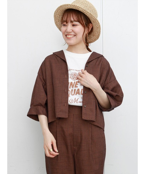 ehka sopo（エヘカソポ）の「かすれプリントTシャツ（Tシャツ/カットソー・レディース・ネイビー/オフホワイト/イエロー・ﾌﾘ-）」の20枚目の写真