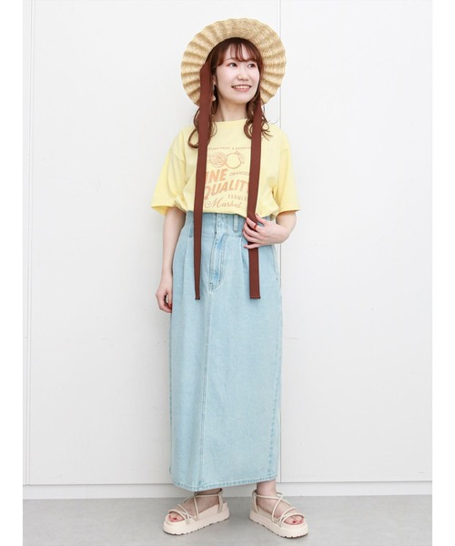 ehka sopo（エヘカソポ）の「かすれプリントTシャツ（Tシャツ/カットソー・レディース・ネイビー/オフホワイト/イエロー・ﾌﾘ-）」の16枚目の写真