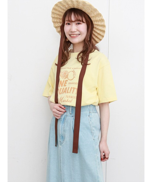 ehka sopo（エヘカソポ）の「かすれプリントTシャツ（Tシャツ/カットソー・レディース・ネイビー/オフホワイト/イエロー・ﾌﾘ-）」の15枚目の写真