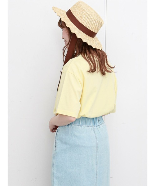 ehka sopo（エヘカソポ）の「かすれプリントTシャツ（Tシャツ/カットソー・レディース・ネイビー/オフホワイト/イエロー・ﾌﾘ-）」の14枚目の写真