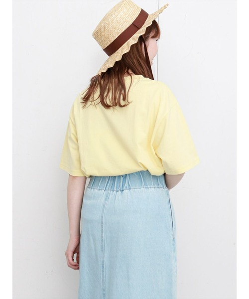 ehka sopo（エヘカソポ）の「かすれプリントTシャツ（Tシャツ/カットソー・レディース・ネイビー/オフホワイト/イエロー・ﾌﾘ-）」の13枚目の写真