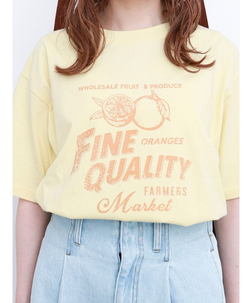 ehka sopo（エヘカソポ）の「かすれプリントTシャツ（Tシャツ/カットソー・レディース・ネイビー/オフホワイト/イエロー・ﾌﾘ-）」の12枚目の写真