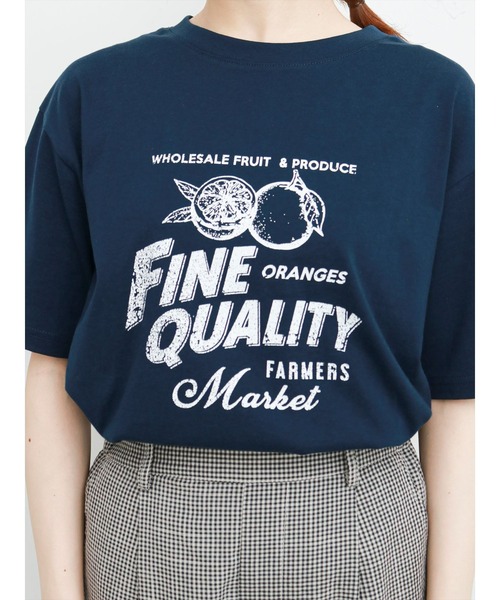 ehka sopo（エヘカソポ）の「かすれプリントTシャツ（Tシャツ/カットソー・レディース・ネイビー/オフホワイト/イエロー・ﾌﾘ-）」の9枚目の写真