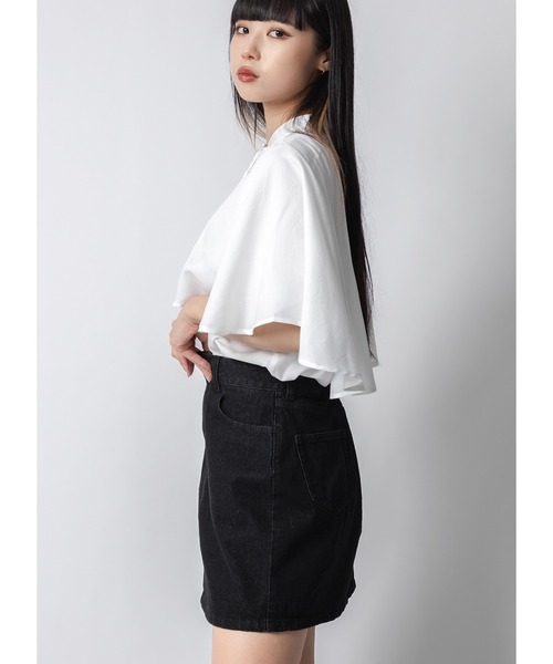 Adoon plain（アドーンプレーン）の「ケープブラウス / 半袖（シャツ/ブラウス・レディース・ホワイト/ブラック・FREE）」の4枚目の写真