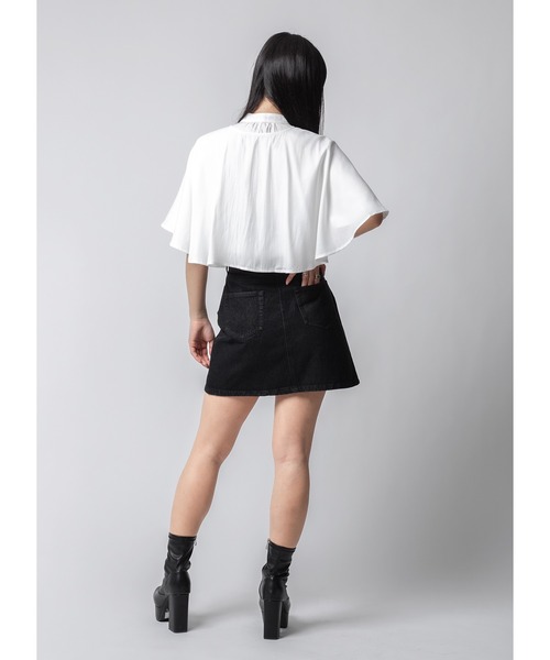 Adoon plain（アドーンプレーン）の「ケープブラウス / 半袖（シャツ/ブラウス・レディース・ホワイト/ブラック・FREE）」の7枚目の写真