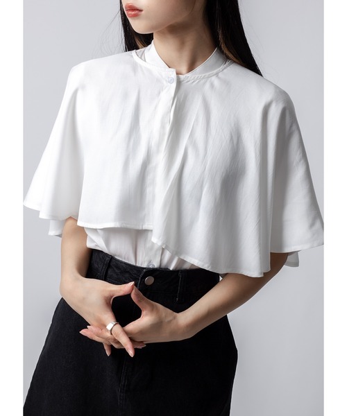 Adoon plain（アドーンプレーン）の「ケープブラウス / 半袖（シャツ/ブラウス・レディース・ホワイト/ブラック・FREE）」の21枚目の写真