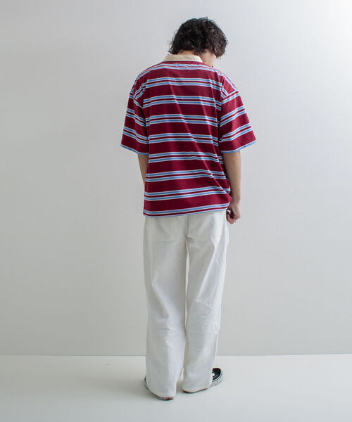 GLOSTER（グロスター）の「【GLOSTER/グロスター】バンドカラー ラガーTシャツ マルチボーダー（Tシャツ/カットソー・メンズ・ホワイト/ベージュ/ネイビー/ボルドー・MEDIUM/LARGE）」の12枚目の写真