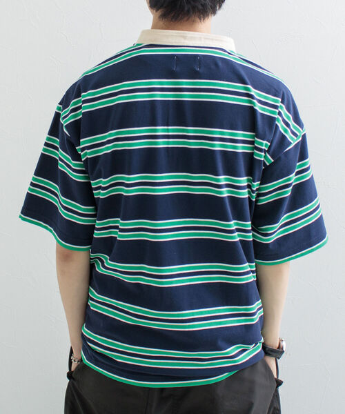 GLOSTER（グロスター）の「【GLOSTER/グロスター】バンドカラー ラガーTシャツ マルチボーダー（Tシャツ/カットソー・メンズ・ホワイト/ベージュ/ネイビー/ボルドー・MEDIUM/LARGE）」の17枚目の写真