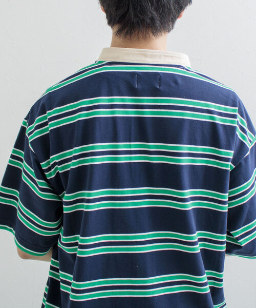 GLOSTER（グロスター）の「【GLOSTER/グロスター】バンドカラー ラガーTシャツ マルチボーダー（Tシャツ/カットソー・メンズ・ホワイト/ベージュ/ネイビー/ボルドー・MEDIUM/LARGE）」の18枚目の写真
