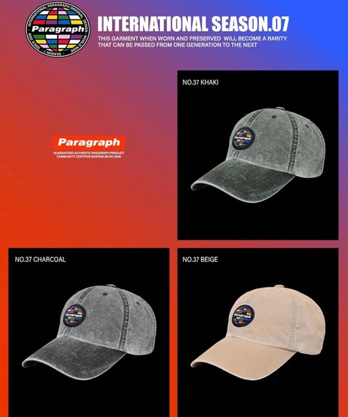 Paragraph（パラグラフ）の「【Paragraph/パラグラフ】ウォッシュカラー刺繍ロゴ ベースボールCAP/№37/22SS（キャップ・メンズ・オリーブ/チャコールグレー/ベージュ・ﾌﾘ-）」の8枚目の写真