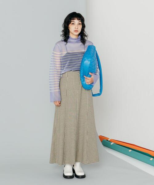 CITEN(シテン)の「<CITEN>ミニチェック ハイウエスト マーメイド スカート(スカート・レディース・ダークブラウン/イエロー・FREE)」の2枚目の写真