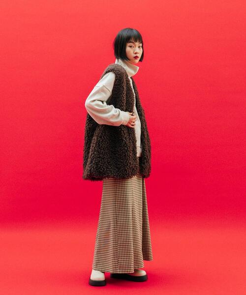 CITEN(シテン)の「<CITEN>ミニチェック ハイウエスト マーメイド スカート(スカート・レディース・ダークブラウン/イエロー・FREE)」の3枚目の写真