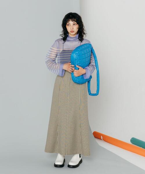 CITEN(シテン)の「<CITEN>ミニチェック ハイウエスト マーメイド スカート(スカート・レディース・ダークブラウン/イエロー・FREE)」の5枚目の写真