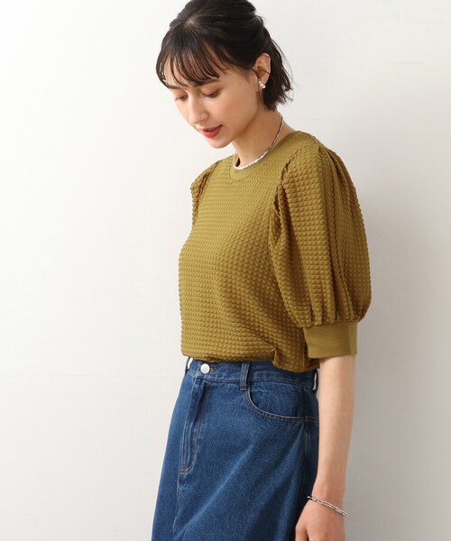 DRESKIP（ドレスキップ）の「◆袖はぷぽこぽこ五分袖プルオーバー（Tシャツ/カットソー・レディース・オリーブ/ブラック/オフホワイト・02/03）」の3枚目の写真