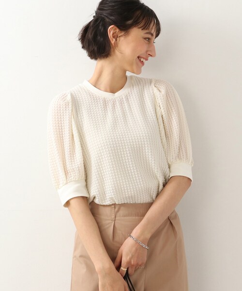 DRESKIP（ドレスキップ）の「◆袖はぷぽこぽこ五分袖プルオーバー（Tシャツ/カットソー・レディース・オリーブ/ブラック/オフホワイト・02/03）」の9枚目の写真