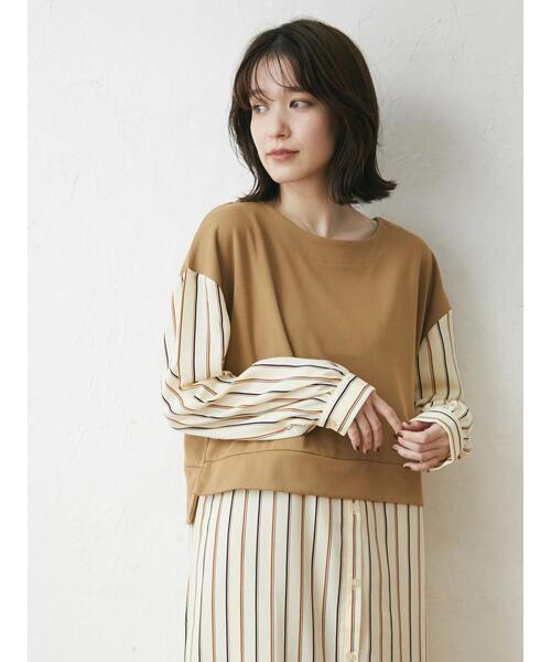 Green　Parks（グリーンパークス）の「マルチストライプドッキングカットワンピース（ワンピース・レディース・ブラック/ベージュ・FREE）」の6枚目の写真