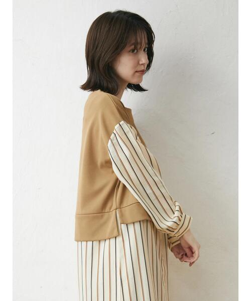 Green　Parks（グリーンパークス）の「マルチストライプドッキングカットワンピース（ワンピース・レディース・ブラック/ベージュ・FREE）」の7枚目の写真