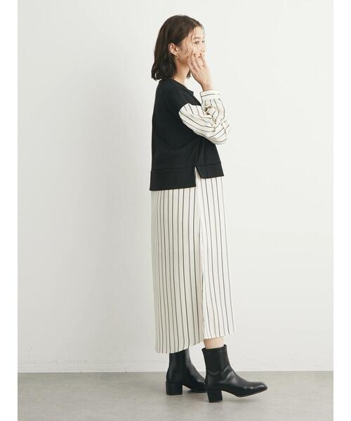 Green　Parks（グリーンパークス）の「マルチストライプドッキングカットワンピース（ワンピース・レディース・ブラック/ベージュ・FREE）」の13枚目の写真