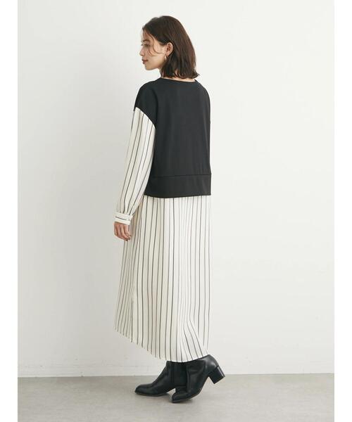 Green　Parks（グリーンパークス）の「マルチストライプドッキングカットワンピース（ワンピース・レディース・ブラック/ベージュ・FREE）」の14枚目の写真