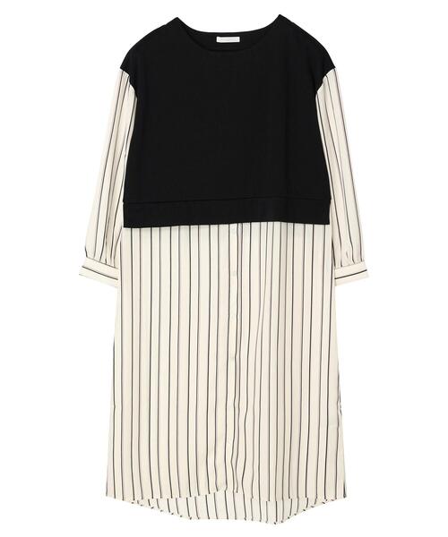 Green　Parks（グリーンパークス）の「マルチストライプドッキングカットワンピース（ワンピース・レディース・ブラック/ベージュ・FREE）」の15枚目の写真