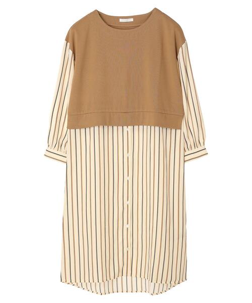 Green　Parks（グリーンパークス）の「マルチストライプドッキングカットワンピース（ワンピース・レディース・ブラック/ベージュ・FREE）」の22枚目の写真