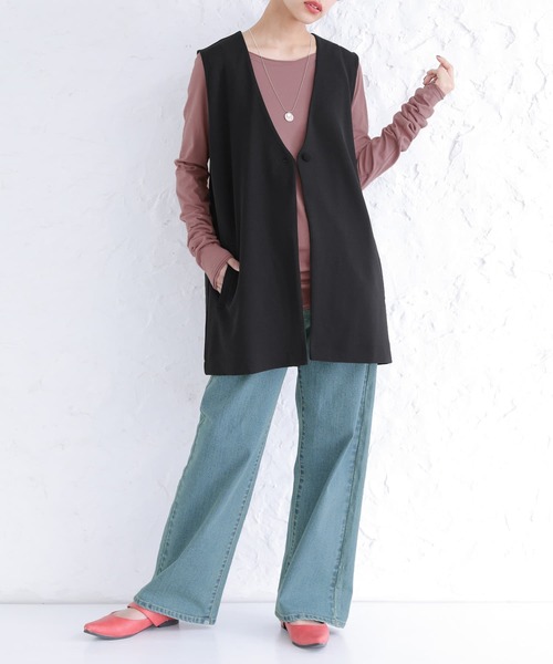 osharewalker（オシャレウォーカー）の「【廃盤】『カットジョーゼットジレベスト』（ベスト・レディース・ブルー/ブラック・FREE）」の6枚目の写真