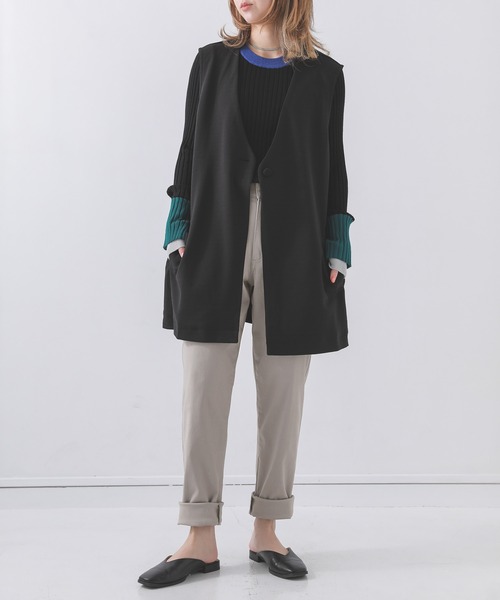 osharewalker（オシャレウォーカー）の「【廃盤】『カットジョーゼットジレベスト』（ベスト・レディース・ブルー/ブラック・FREE）」の3枚目の写真