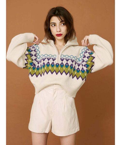 EVRIS（エヴリス）の「レザーライクタックショートパンツ（その他パンツ・レディース・ブラック/アイボリー・SMALL/MEDIUM）」の9枚目の写真