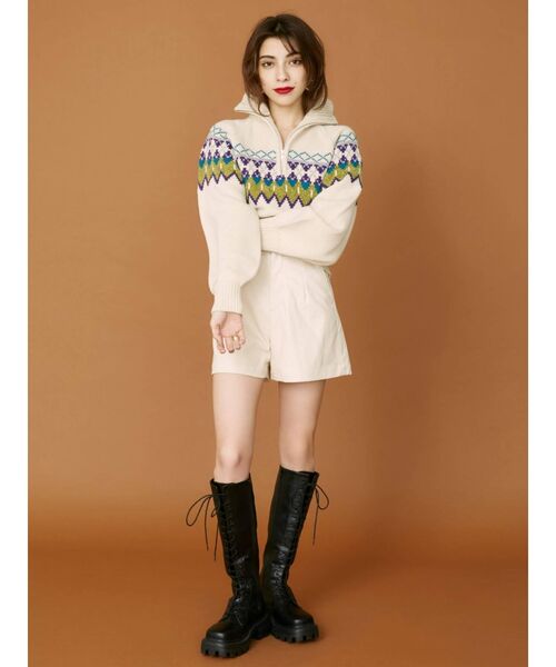 EVRIS（エヴリス）の「レザーライクタックショートパンツ（その他パンツ・レディース・ブラック/アイボリー・SMALL/MEDIUM）」の17枚目の写真