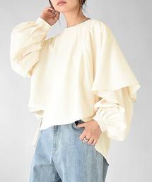 and it_ | アシンメトリーケープカラーエステルピーチブラウス(シャツ/ブラウス)