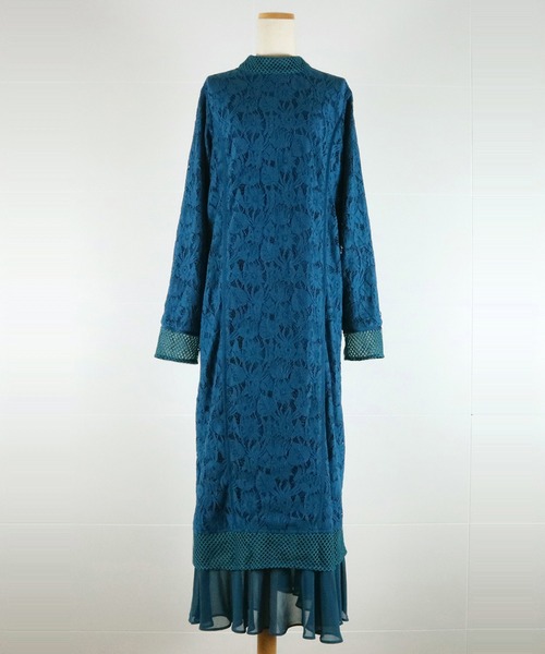 AULA AILA(アウラアイラ)の「ストレートラインレースワンピース(ワンピース・レディース・ブラック/ターコイズブルー/マスタード・0)」の11枚目の写真