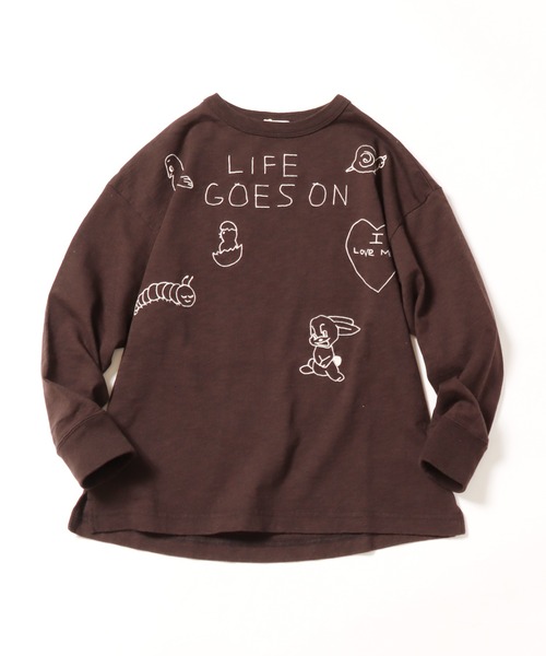 DENIM DUNGAREE(デニムダンガリー)の「DENIM DUNGAREE/デニム&ダンガリー テンジク LIFE TEE ロングスリーブT(Tシャツ/カットソー・キッズ・チャコールグレー/ホワイト/ダークブラウン・130/140)」の10枚目の写真