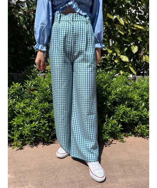 WC（ダブル シー）の「カラーギンガムチェックパンツ（スラックス・レディース・ブルー/ピンク/イエロー・FREE）」の9枚目の写真